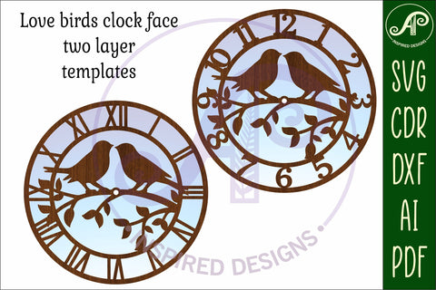 Love birds wall clock laser cut files, SVG SVG APInspireddesigns 
