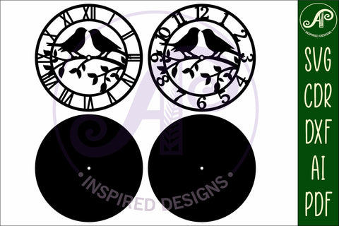 Love birds wall clock laser cut files, SVG SVG APInspireddesigns 