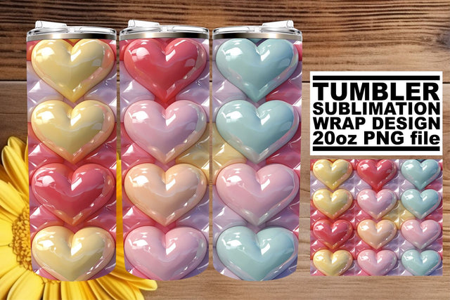 Love Blooms: 3D Heart Tumbler Wrap - 20oz Sublimation afrosvg 