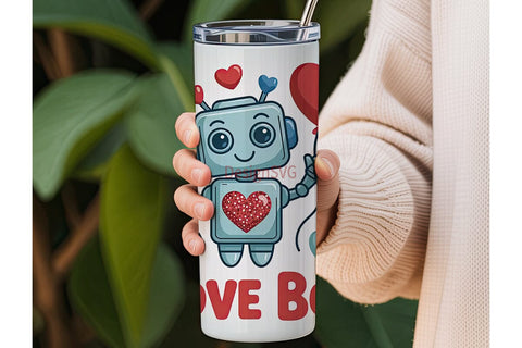 Love Bot 20oz Tumbler Wrap Sublimation DesignSVG 