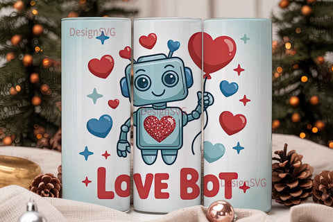Love Bot 20oz Tumbler Wrap Sublimation DesignSVG 