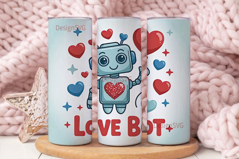 Love Bot 20oz Tumbler Wrap Sublimation DesignSVG 