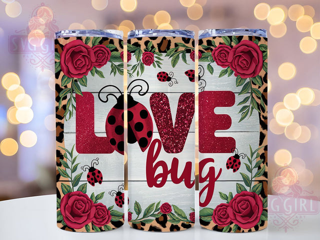 Love Bug Ladybug Valentine Tumbler Wrap, Love Bug Tumbler PNG, Cute Bug Tumbler Design, 20oz Sublimation Wrap, Rose And Ladybug Tumbler, Valentine’s Tumbler Wrap, Digital Download Tumbler Sublimation SvggirlplusArt 