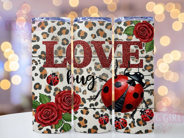 Love Bug Ladybug Valentine Tumbler Wrap, Love Bug Tumbler PNG, Cute Bug Tumbler Design, 20oz Sublimation Wrap, Rose And Ladybug Tumbler, Valentine’s Tumbler Wrap, Digital Download Tumbler Sublimation SvggirlplusArt 