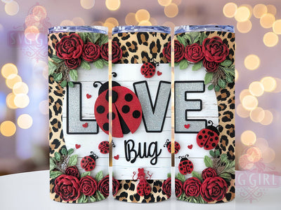 Love Bug Ladybug Valentine Tumbler Wrap, Love Bug Tumbler PNG, Cute Bug Tumbler Design, 20oz Sublimation Wrap, Rose And Ladybug Tumbler, Valentine’s Tumbler Wrap, Digital Download Tumbler Sublimation SvggirlplusArt 