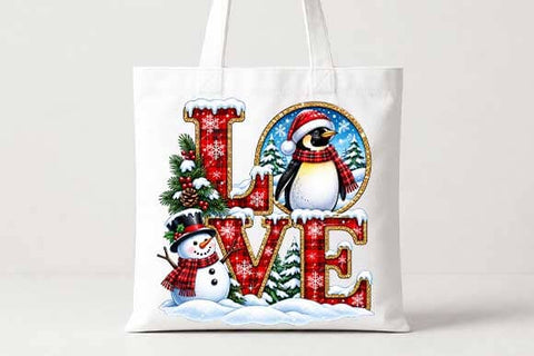 Love Christmas Penguin PNG SVG BillahCrafts 
