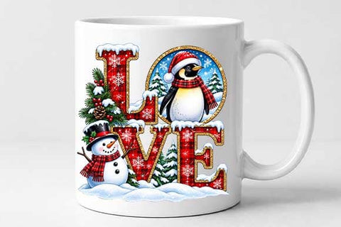 Love Christmas Penguin PNG SVG BillahCrafts 