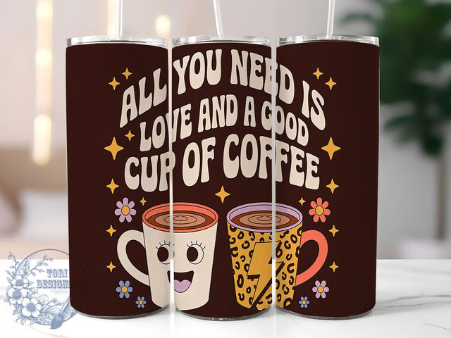 Love & Coffee Inspirational Tumbler Wrap, Love And Coffee Design, 20oz Sublimation File, Inspirational Tumbler, Coffee Quote Wrap, Digital Coffee Cup Design, Funny Tumbler Wrap Sublimation ToriDesigns 