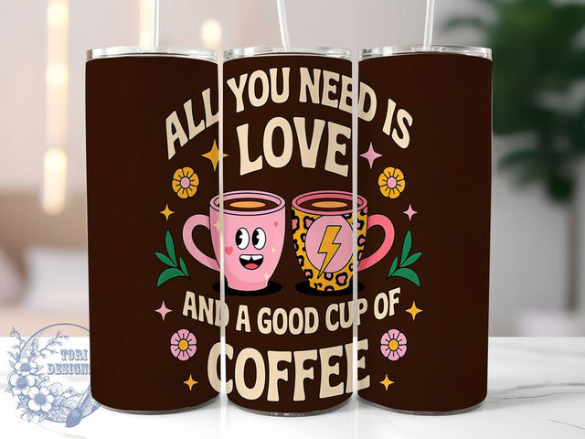 Love & Coffee Inspirational Tumbler Wrap, Love And Coffee Design, 20oz Sublimation File, Inspirational Tumbler, Coffee Quote Wrap, Digital Coffee Cup Design, Funny Tumbler Wrap Sublimation ToriDesigns 