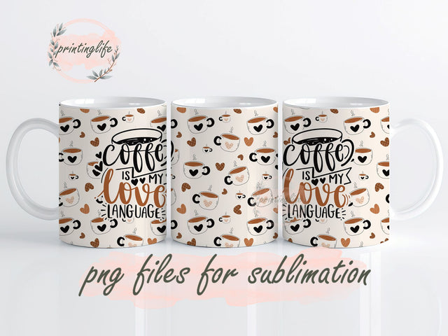 Love Coffee Mug Wrap Design, Instant Digital Design Download Mug Wrap Design, Mug Design PNG Sublimation PrintingLife 