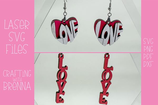 Love Earrings Bundle Laser SVG File SVG Crafting With Brenna 