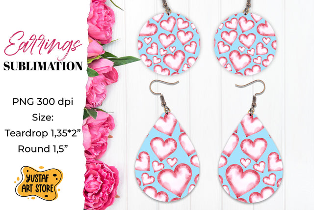 Love Earrings Sublimation.Teardrop/Round design Sublimation Yustaf Art Store 