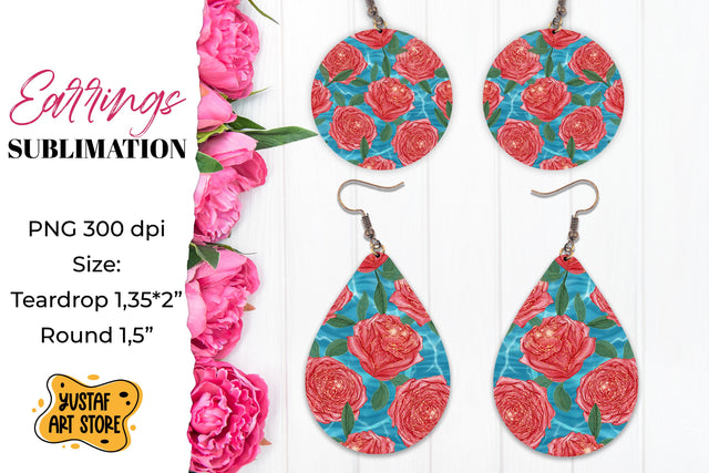 Love Earrings Sublimation.Teardrop/Round design Sublimation Yustaf Art Store 