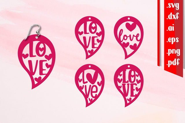 LOVE Earrings | Valentines Earrings SVG zafrans studio 