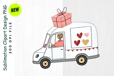 Love Express Van with Heart Shaped Packages Sublimation Clipart Sublimation Regulrcrative 
