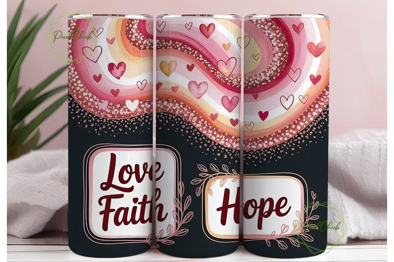 Love Faith Hope 20oz Tumbler Wrap Sublimation PixelChick 