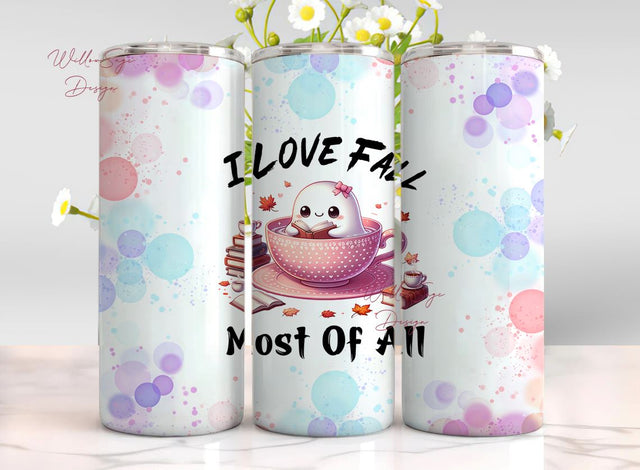 Love Fall Most Of All 20 oz Skinny Tumbler Wrap Sublimation Design Digital Download PNG Sublimation WillowSageDesign 