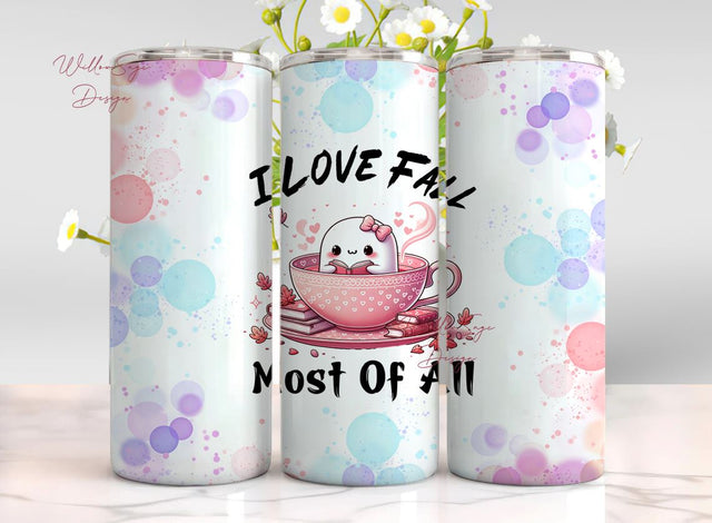 Love Fall Most Of All 20 oz Skinny Tumbler Wrap Sublimation Design Digital Download PNG Sublimation WillowSageDesign 