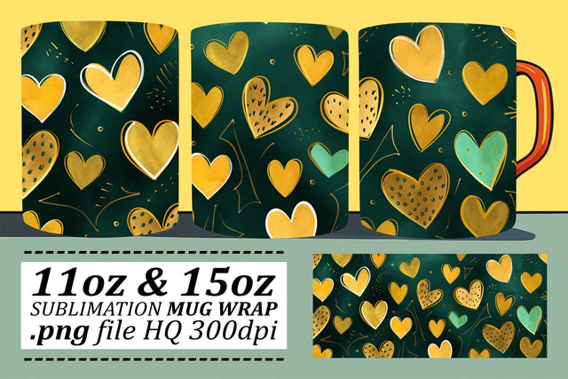 Love-Filled Valentines Mug Wrap - Heart Pattern Sublimation 11oz 15oz Sublimation afrosvg 