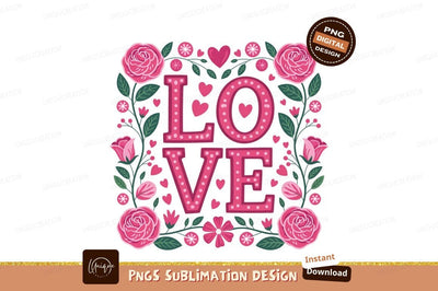 Love Floral Frame With Hearts Design Sublimation Designangry 
