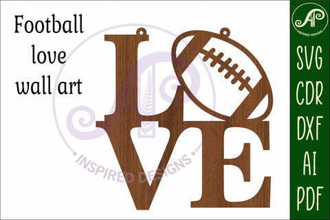 Love Football word wall art sign, SVG file. vector SVG APInspireddesigns 