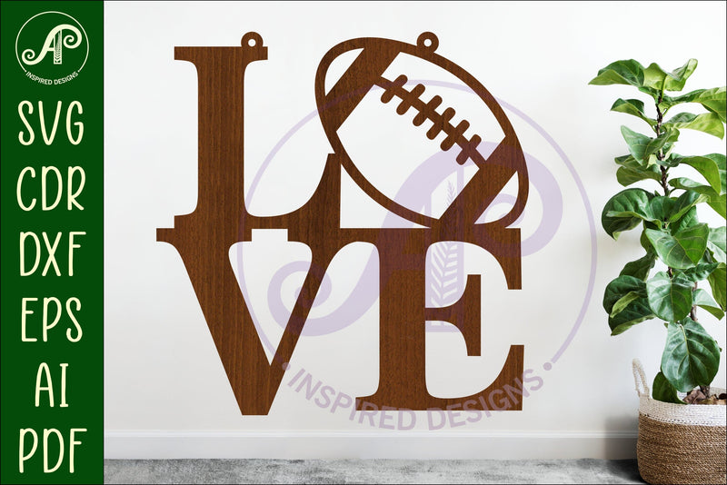 Love Football word wall art sign, SVG file. vector SVG APInspireddesigns 