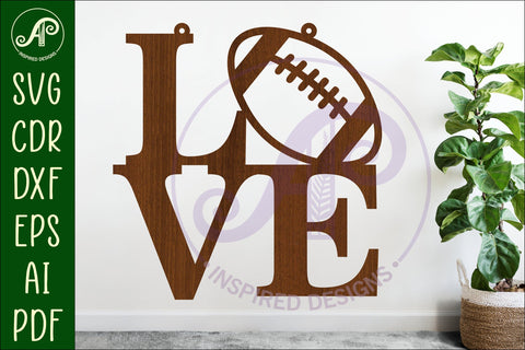 Love Football word wall art sign, SVG file. vector SVG APInspireddesigns 