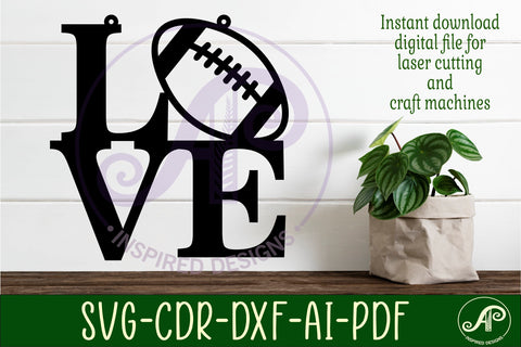 Love Football word wall art sign, SVG file. vector SVG APInspireddesigns 