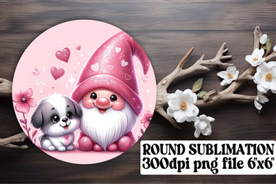 Love Gnomes Sublimation Kit: Circle Art, Keychain, Car Coaster - Valentines Theme Sublimation afrosvg 