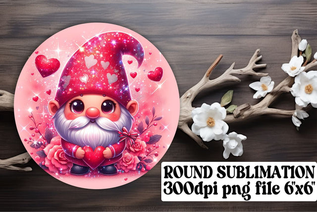 Love Gnomes Sublimation Kit: Circle Art, Keychain, Car Coaster - Valentines Theme Sublimation afrosvg 