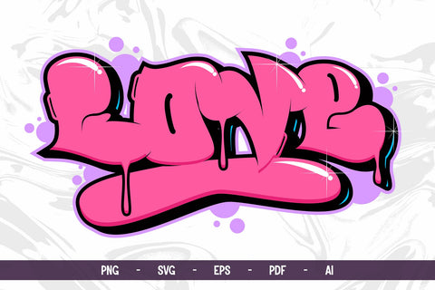LOVE Graffiti Bubble Lettering SVG SVG Mozzatype 