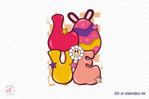 Love | Groovy Easter Sublimation Design Sublimation CraftLabSVG 