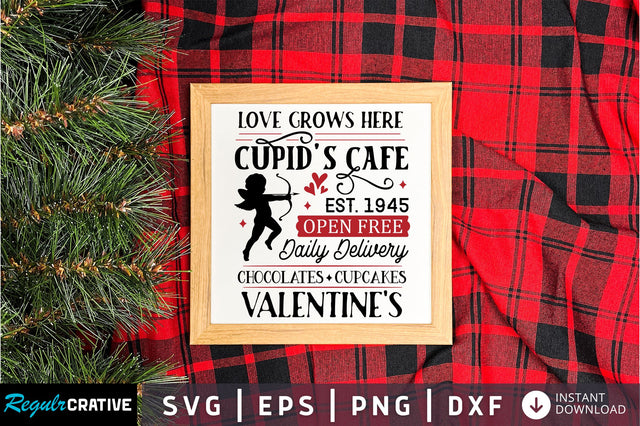 Love grows here cupids cafe est 1945 SVG design SVG Regulrcrative 