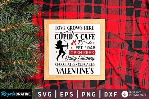 Love grows here cupids cafe est 1945 SVG design SVG Regulrcrative 