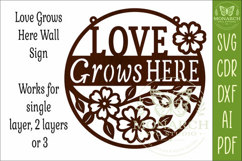 Love Grows Here Layered SVG | Floral Home Wall Sign | Laser SVG APInspireddesigns 