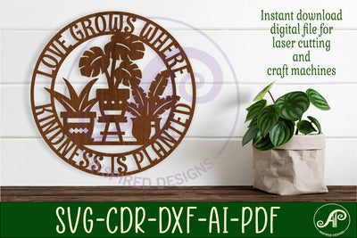 Love grows indoor plant wall art sign, SVG file SVG APInspireddesigns 