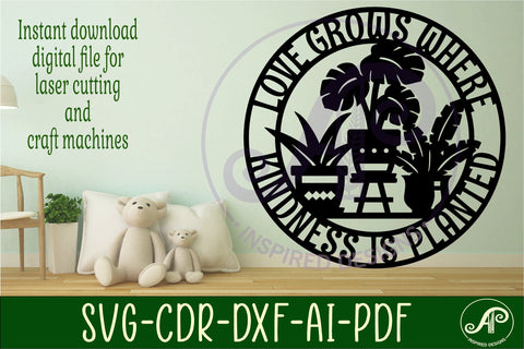 Love grows indoor plant wall art sign, SVG file SVG APInspireddesigns 