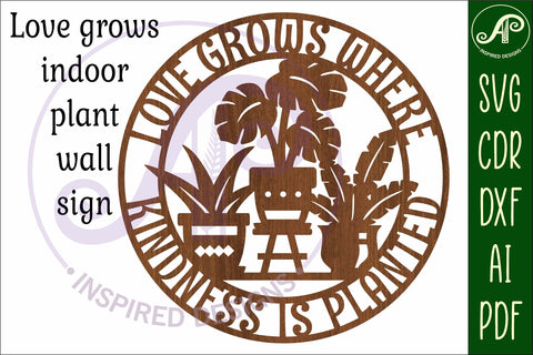 Love grows indoor plant wall art sign, SVG file SVG APInspireddesigns 