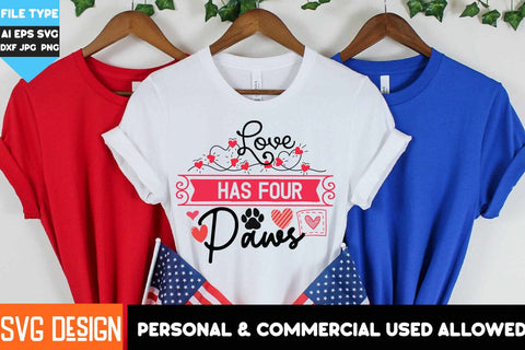 Love Has Four Paws SVG Cut File,Love Has Four Paws PNG, Dog Valentine's Day SVG , SVG Cut Files, Valentine's Day SVG Bundle SVG BlackCatsMedia 