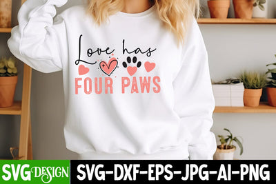 Love has Four Paws SVG Design Valentine's Day SVG Cut File,Happy Valentine's Day SVG ,Valentine SVG SVG BlackCatsMedia 