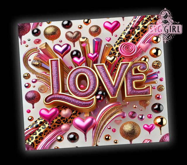 Love Hearts 20oz Tumbler, Love Tumbler Wrap, 20oz Sublimation Design, Romantic Gift, Heart Tumbler, Cute Valentine Cup, Love Themed Drinkware Sublimation SvggirlplusArt 