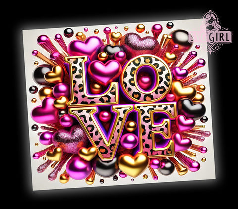 Love Hearts 20oz Tumbler, Love Tumbler Wrap, 20oz Sublimation Design, Romantic Gift, Heart Tumbler, Cute Valentine Cup, Love Themed Drinkware Sublimation SvggirlplusArt 
