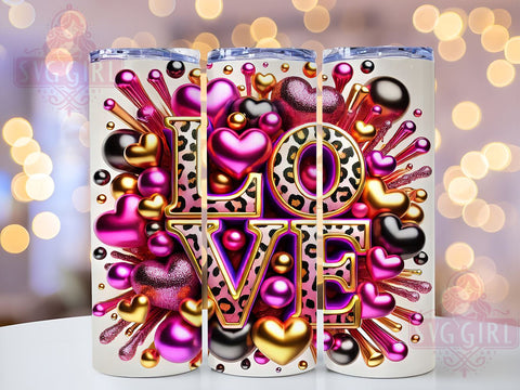 Love Hearts 20oz Tumbler, Love Tumbler Wrap, 20oz Sublimation Design, Romantic Gift, Heart Tumbler, Cute Valentine Cup, Love Themed Drinkware Sublimation SvggirlplusArt 