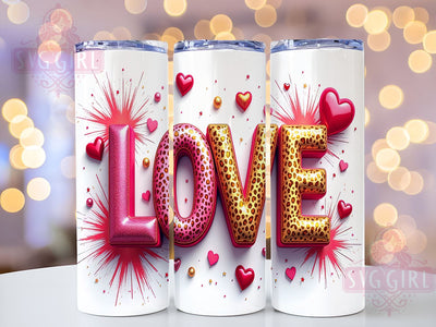 Love Hearts 20oz Tumbler, Love Tumbler Wrap, 20oz Sublimation Design, Romantic Gift, Heart Tumbler, Cute Valentine Cup, Love Themed Drinkware Sublimation SvggirlplusArt 