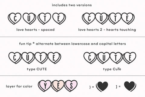 Love Hearts - Cute Heart Font Font KA Designs 