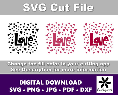 Love Hearts Filled SVG SVG Flowingcreek 