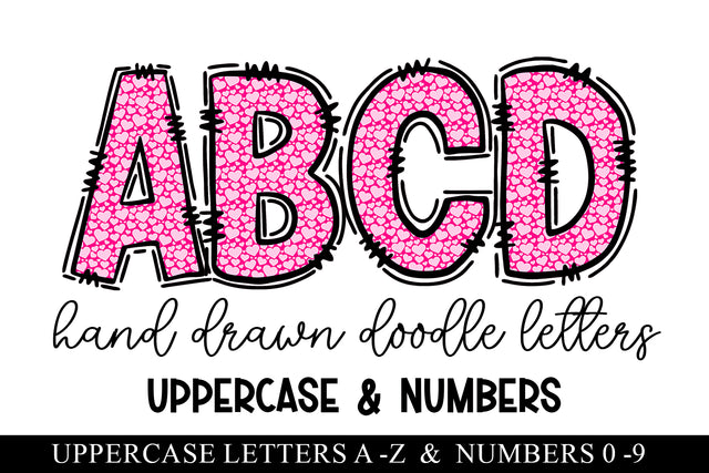 Love Hearts Valentine Doodle Letter Alphabet Sublimation BijouBay 
