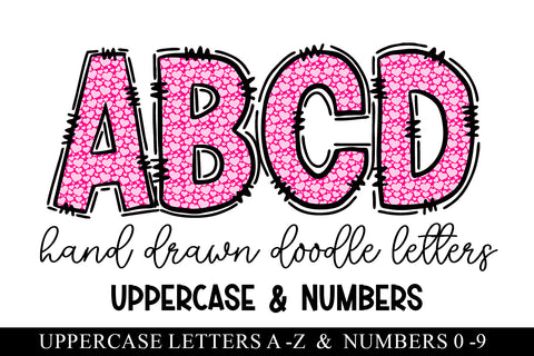 Love Hearts Valentine Doodle Letter Alphabet Sublimation BijouBay 