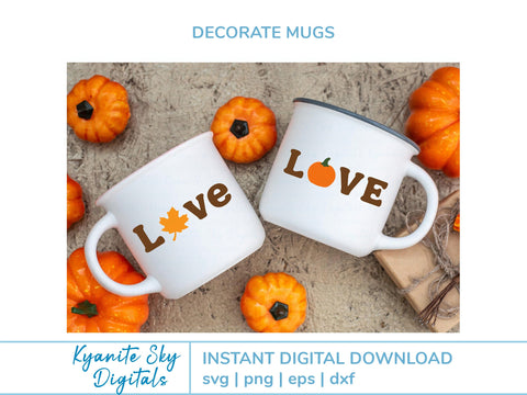 Love Home Welcome SVG bundle words with fall leaf and pumpkin SVG Kyanite Sky Digitals 