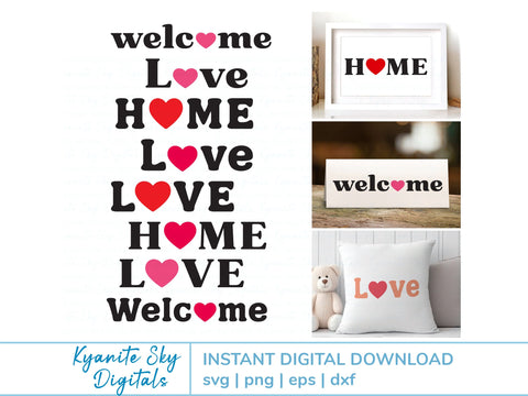 Love Home Welcome SVG bundle words with heart accent SVG Kyanite Sky Digitals 